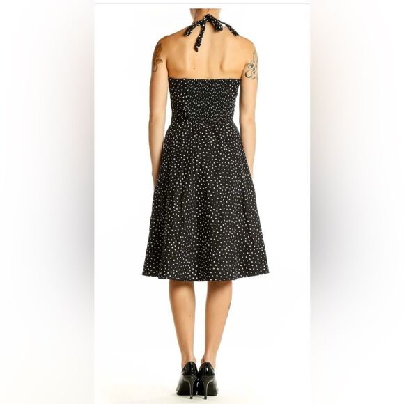 White House Black Market Black White Polka Dot Halter Dress Women’s Size 14 - Picture 3 of 8